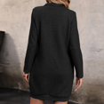 thumbnail image 6 of Diufon Womens Fall Dresses Lapel Button Long Sleeve Dress Casual Solid Color Mini Dress, 6 of 6