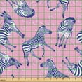 thumbnail image 2 of Ambesonne African Fabric by the Yard Upholstery, Zebras Floral Silhouettes, 10 Yards, Soft Pink and Dark Lavender, 2 of 5