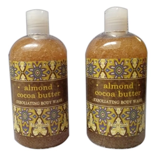 Set of 2 Greenwich Bay ALMOND Cocoa Butter Exfoliating Body Wash, 16 fl