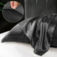 thumbnail image 4 of REGALWOVEN 2PCS Satin Pillowcases , Luxury Silky Pillow Cover, Envelope Closure Soft Pillow Case Black Standard, 4 of 8