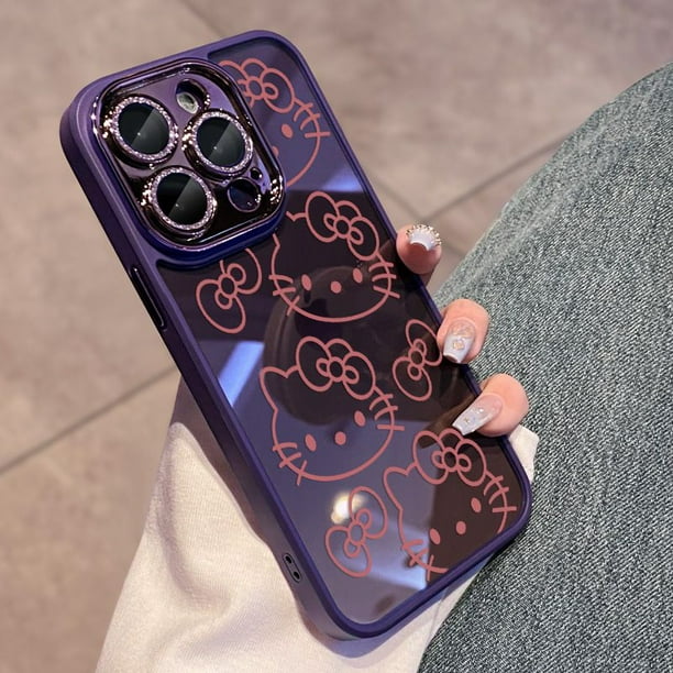 Carcasa de teléfono móvil transparente para niñas, carcasa de Hello Kitty Kawaii Y2K, Iphone1314Promax, carcasa trasera bonita Kt Cat