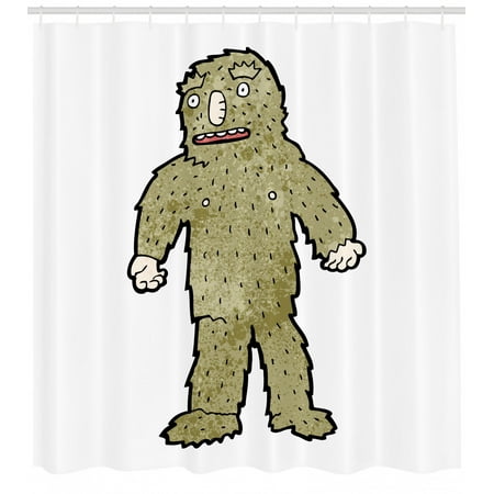 Bigfoot Shower Curtain Quirky Bigfoot Figure With Grungy Colored