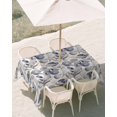 thumbnail image 3 of 54x80 Inch Outdoor Tablecloth with Umbrella Hole Zipper Rectangle Vintage Coastal Rectangular Tablecloths Outside Waterproof Blue Grey Starfish Shell Conch Patio Table Cloth Cover for Picnic Party, 3 of 8