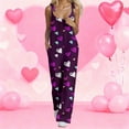 thumbnail image 3 of Fgvctg Valentine's Day Womens Wide Leg Pant Date Night Spaghetti Straps Holiday Love Heart Graphic Jumpsuits Sleeveless Bib Overalls Sprimg Rompers Clothing With Pockets Purple XL, 3 of 3
