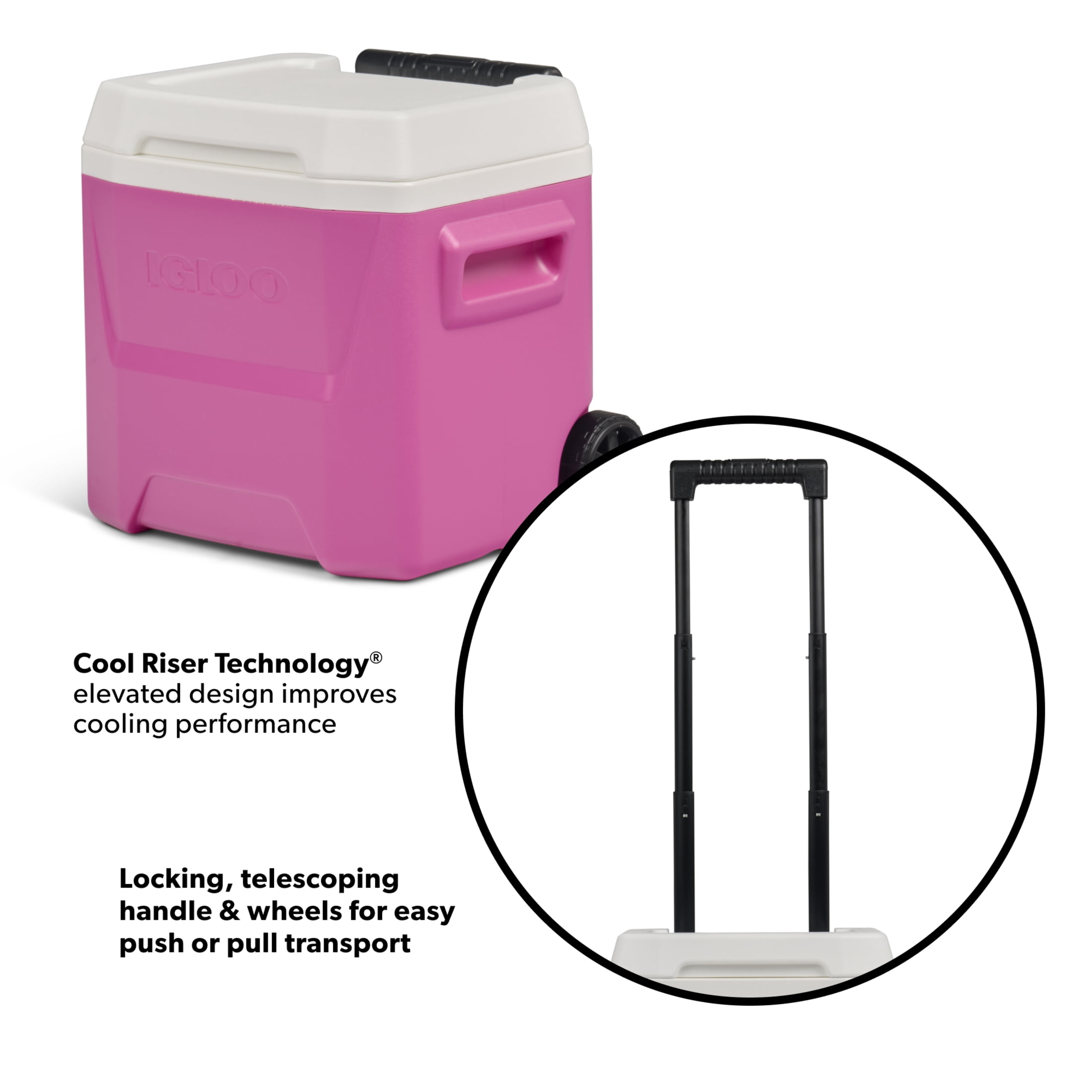 Igloo 16 QT Laguna Hard Side Ice Chest Cooler with Wheels, Pink