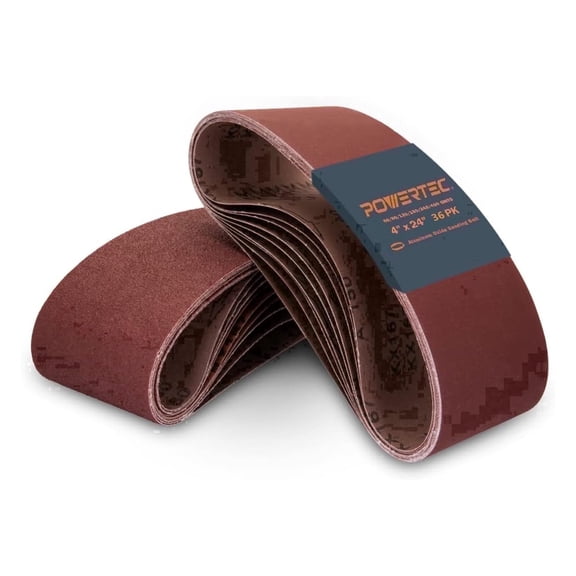 POWERTEC 36PK 4 x 24 Inch Sanding Belts, 6 Each of 60 80 120 150 240 400 Grits Aluminum Oxide Belt Sander Sanding Belt Assortment, Sandpaper for Oscillating Belt and Spindle Sander, 110008-P2