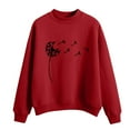 thumbnail image 1 of CEHVOM Femmes Mode Décontractée Imprimé Col Rond Ample Manches Longues Hauts Courts Blouse Chandails Sans Capuche Liquidation, 1 of 5