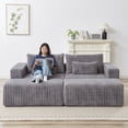 thumbnail image 5 of 87-Inch Oversized Sectional Couch, Comfort Loveseat Lounge Chaise with Two Removable Footstool, Modern Sleeper sofa for Apartment, Living Room, Bedroom, No Assembly Required (Gray), 5 of 9