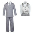 thumbnail image 2 of 7pc Baby Toddler Boy Formal Party Medium Gray Suit w/ Satin Vest & Bow tie Sm-20, 2 of 4