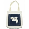 thumbnail image 1 of Saying Tote Bag, Frame with Sleeping Ghost Text on Dark Blue Backdrop, Cloth Linen Reusable Bag for Shopping Books Beach and More, 16.5" X 14", Cream, by Ambesonne, 1 of 2