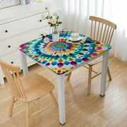 BANET Pastel Tie Dye Tablecloth Rectangle, Polyester Waterproof Table Cloth Cover, Tablecloths for Picnic Party Dining Room White