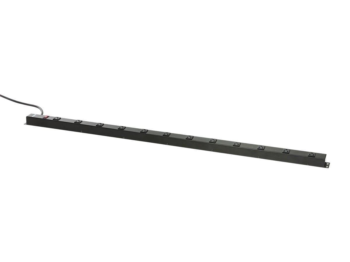 Prime PB800012 12 Outlet 4' Black Metal Power Strip W/6' Cord