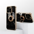 thumbnail image 2 of for iPhone 16e Case with Ring Holder, iPhone 16e Cover, Kickstand Magnetic Plating Frame TPU Shockproof Anti-Scratch Slim Girls Women Men Case Cover for iPhone 16e, Black, 2 of 5