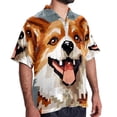 thumbnail image 2 of Pixel Dog Men's Poplin Shirt, Casual Short Sleeve Printed Button Down Summer Beach Unisex Shirts, 2 of 6