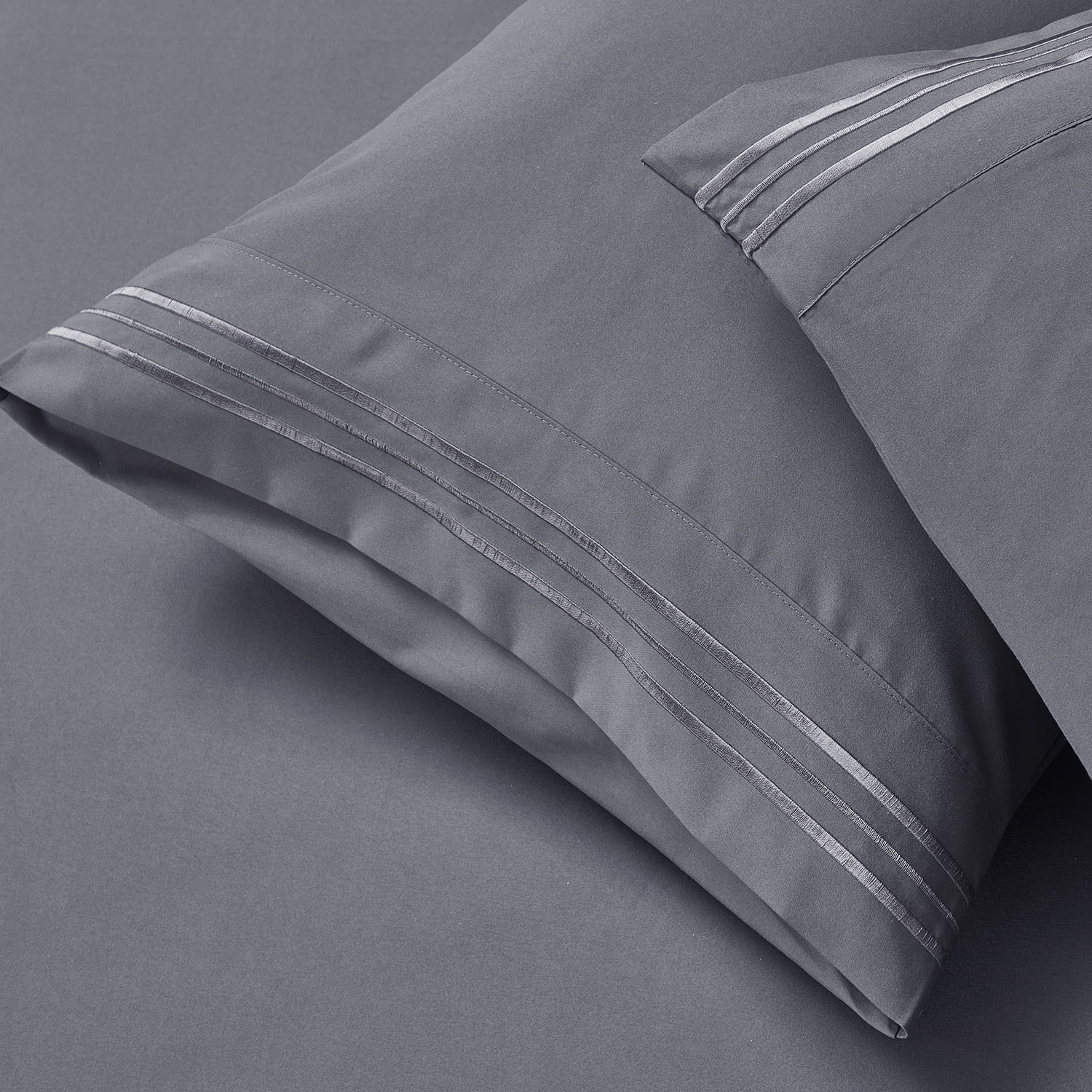 Nestl Deep Pocket King Sheets Set, 1800 Series Bed Sheets King 4 Piece, Luxury Soft Microfiber King Bed Sheet Sets, Charcoal Stone Gray