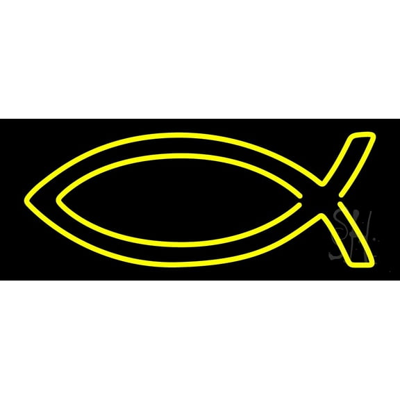 Yellow Christian LED Neon Sign 13" Tall x 32" Wide - inches Black Square Cut Acrylic Backing, with Dimmer - Premium built indoor Sign for Home décor, Event, Religious place, Store interior, Office.