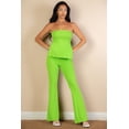 thumbnail image 2 of Textured Bandeau Top with Side Slit & Flared Pants Ensemble, 2 of 10