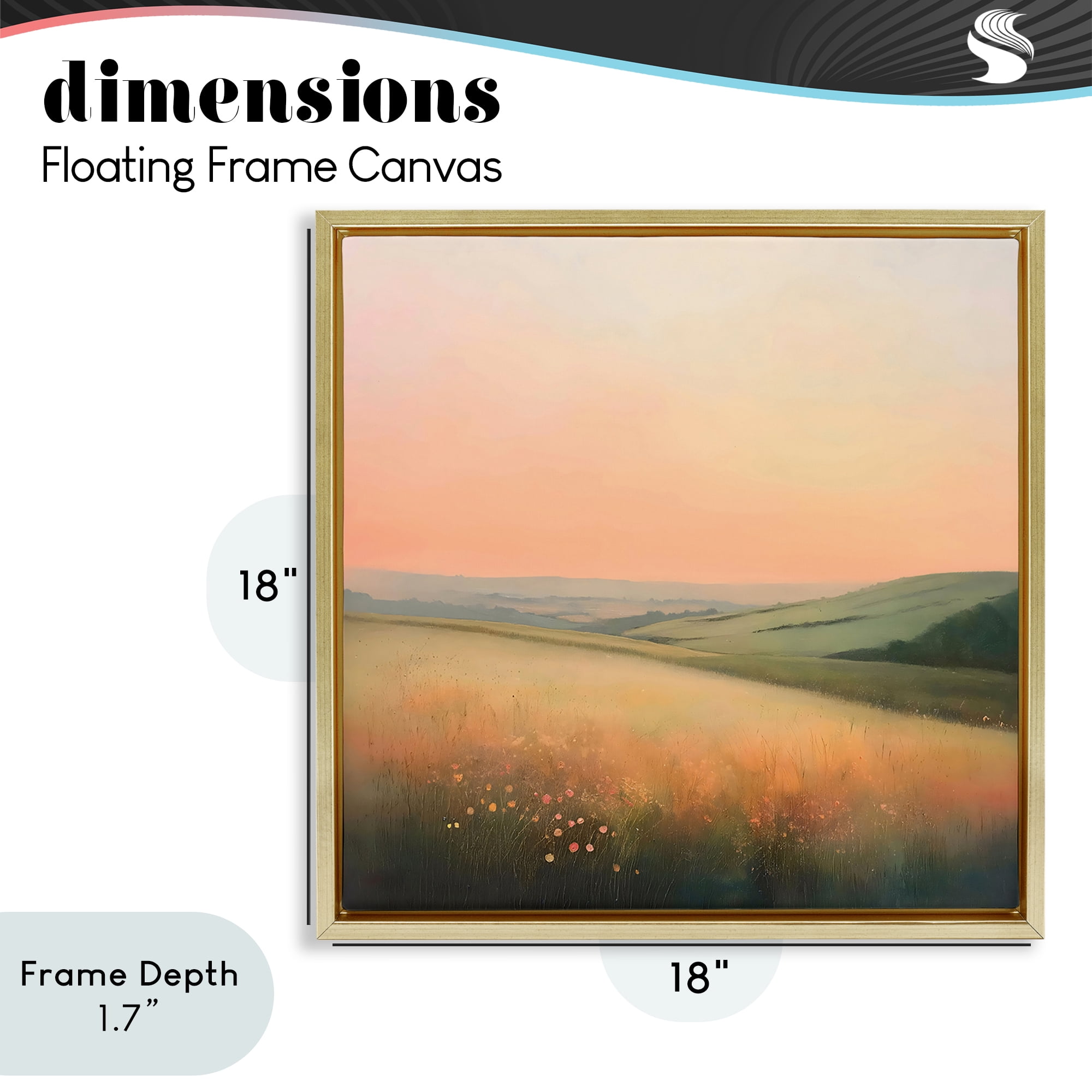 Stupell Industries Sun Coming Up Over Meadow Gold Framed Floater Canvas Wall Art, design by Creative Studio