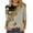 Khaki/Black/Golden, variant on WREESH Womens Trendy Printed T-shirts Sequin Graphic Tees Three Quarters Sleeve Crew Neck Blouses Loose Lightweight Tunic Tops Khaki