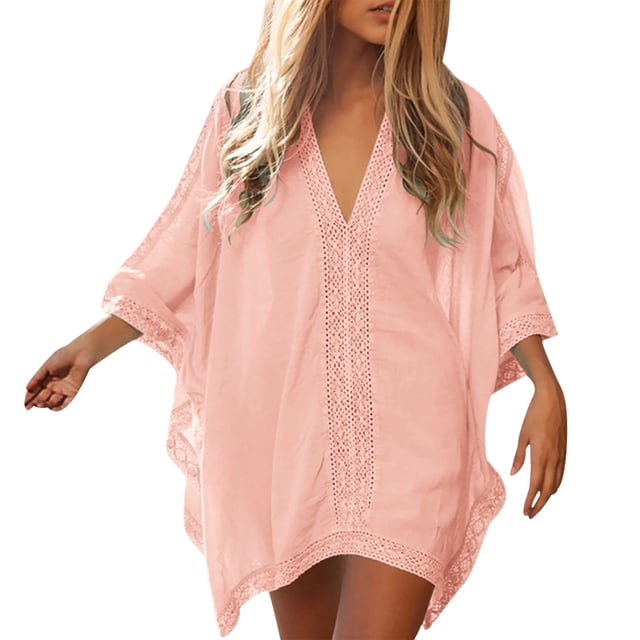 ¡Rebajas! Traje de baño Prolriy para mujer, traje de baño de playa, bikini, traje de baño, vestidos playeros extragrandes, rosa, talla única.