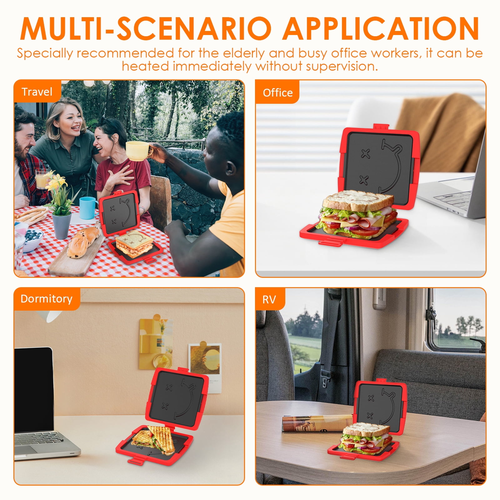 Grusce Microwave Sandwich Maker, Toastie Maker, Sandwich Toaster, 3 Minute Microwave Toastie Grill, Safe Panini Press Dishwasher Safe for Travel Office Dorm RV