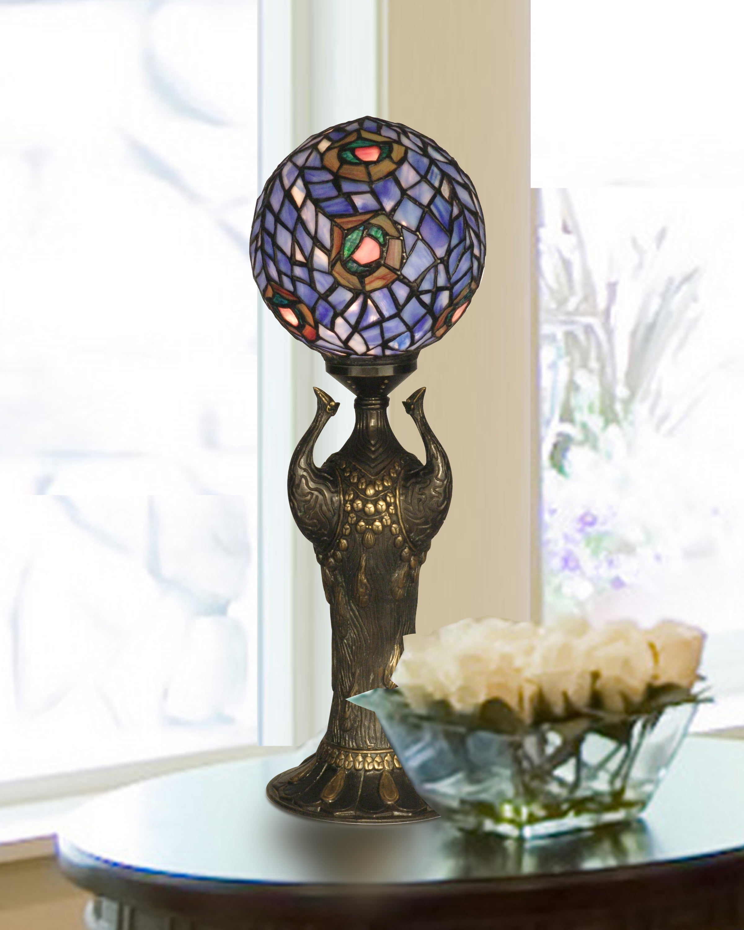 dale tiffany peacock table lamp