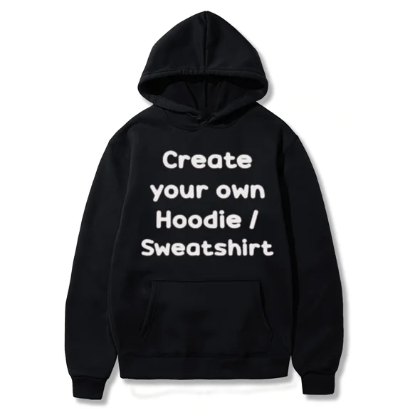 Men's Solid-Color Printed Hooded Sweatshirt With "Create Your Own Hoodie Sweatshirt" Text Graphic, Comfortable Soft Long Sleeve Tops Unisex Casual Hoodie