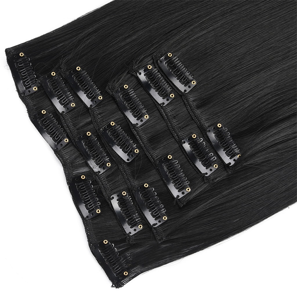 Vadktai Clip in Hair Extensions Real Human Hair Clip, Human Hair Clip in Extensions Black Women Invisible Natural Straight Seamless Clip on Hair Extensions