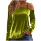 thumbnail image 3 of RKSTN Velvet Long Sleeve Shirts for Women Oversized Off Shoulder Single Strap T Shirts Top Womens Casual Solid Plus Size Loose Fits Comfy Elegant Basic Tee Shirt Fall Spring Clothes, 3 of 9