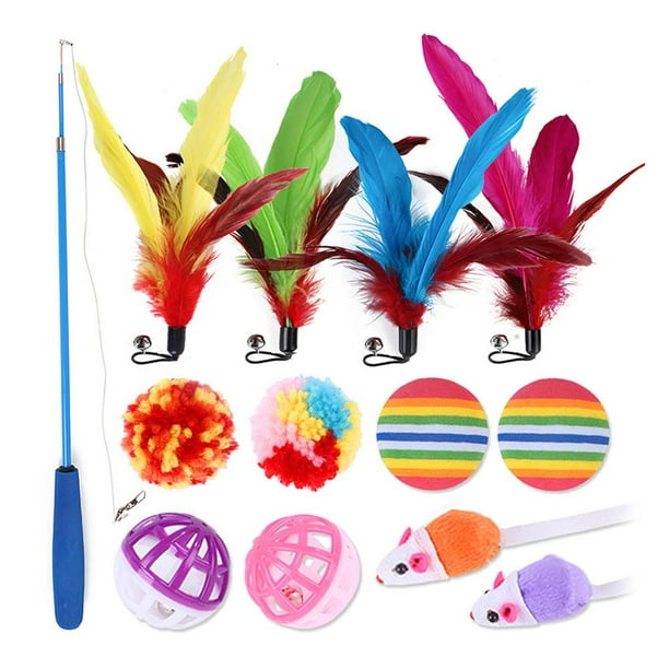 Cat Teaser Feather Cat Charmer Wand Telescópica Caña De Pescar Combinación Pet Cat Toy Guardurnaity PT001299-00