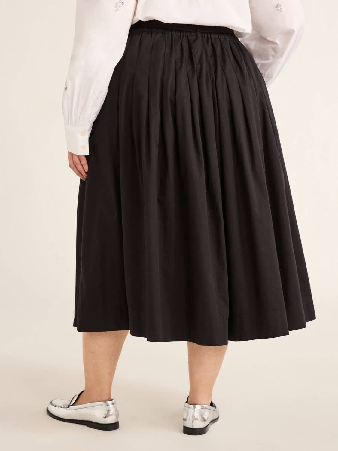 Free Assembly Women's Belted Cotton Pleated Midi Skirt, Sizes XS-4X