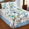 thumbnail image 2 of Collections Etc Blue Butterfly Blossom Scalloped Quilt with Greenery Accents - Seasonal Décor for Bedroom, Blue, Full/Queen, 2 of 3