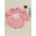 thumbnail image 4 of vera natura Baby Girls Autumn Romper Long Sleeve Ruffle Letter Embroidery Casual Sweatshirt Romper, 4 of 10