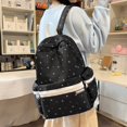 thumbnail image 4 of Floral School Backpack, Cute Aesthetic Backpack with Zippered Side Pocket, Waterproof Bookbag for Middle School College, Black, 4 of 6