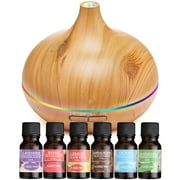 Aromatherapy Diffuser & Fragrance Oil Set, Essential Oil Diffuser, with 6 Essential Oils, Ultrasonic Diffuser, Electric LED Cool Mist Humidifier, 550ML, for Office, Home, Bedroom, COOSERRY