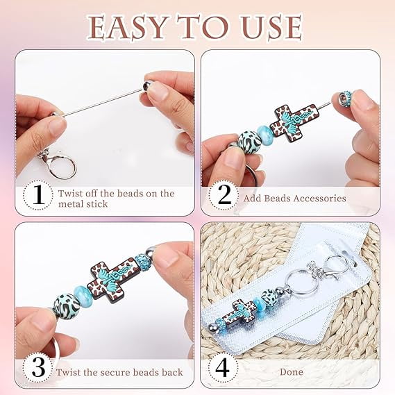 116PCS Beadable Keychain Kit with Jesus Cross Silicone Beads, Christian DIY Keychain Making Kit with Beadable Keychain Bars, Tassels & Clasps, Faith Craft Supplies for Church Groups, Women & Teens