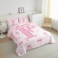 thumbnail image 3 of jejeloiu Initial Letter F Queen Comforter Set,Kawaii Bow Bowknot Bedding Sets,Light Pink Bedding Comforter Set For Girls,Breathable Bedroom Decoration Reversible,3-Piece, 3 of 8