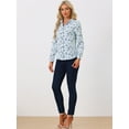 thumbnail image 3 of DARING DIVA Women's Long Sleeve Point Collar Ditsy Floral Shirt XS Light Blue, 3 of 6