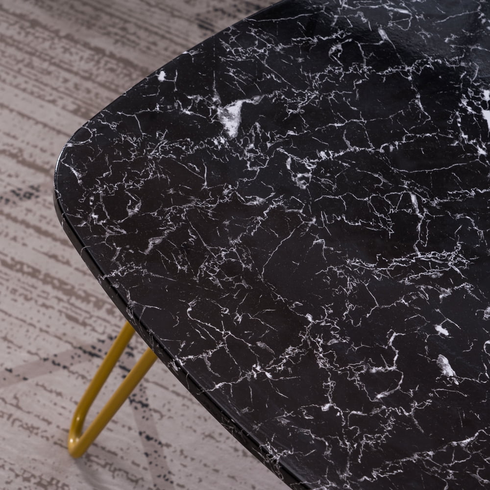 Private Jungle Set of 2 Marble Iron Foot Coffee Table Side Table,Nightstands Vintage Night Tables for Bedroom Home Office, Black Private Jungle Set of 2 Marble Iron Foot Coffee Table Side Table,Nightstands Vintage Night Tables for Bedroom Home Office, Black