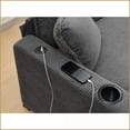 thumbnail image 6 of 2-Seat L-Shaped Corduroy Sofa with USB & Cup Holder | Gray | Cushion Back | Square Arms, 6 of 6
