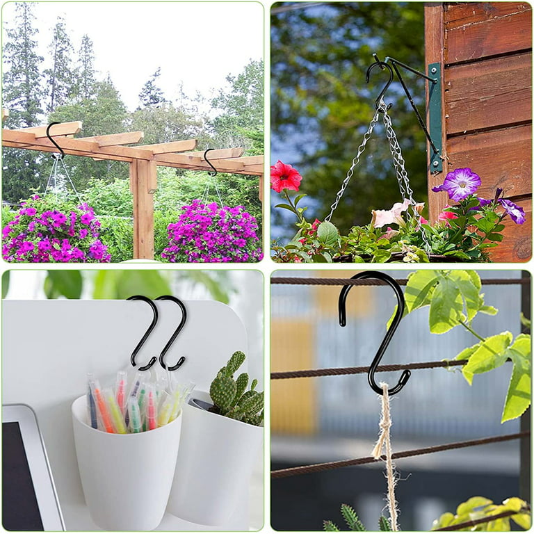 HiGift 6 Inch Large S Hooks for Hanging Plants, Non Slip Vinyl  Coated S Hooks Heavy Duty, Metal Black Closet Hanger Hooks for Hanging  Plant Jeans Pot Pan Clothes Purses Towel