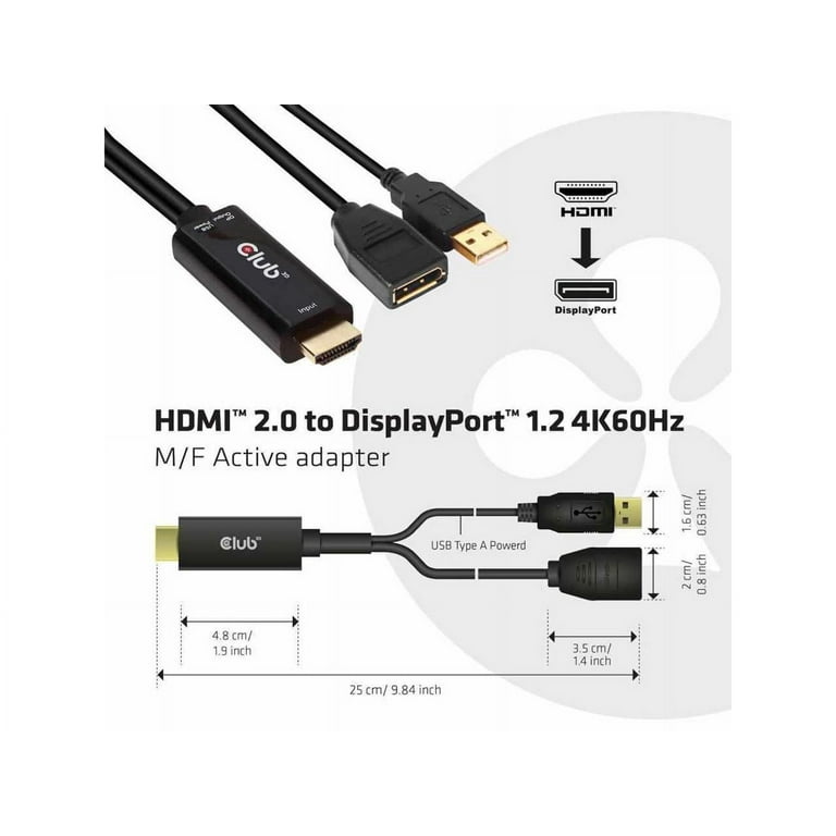 Club 3D HDMI to DisplayPort 4K60Hz M/F Active Adapter