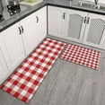 thumbnail image 1 of Kitchen Rugs Non Slip Kitchen Floor Mat Red and White Checkered Set 2 Piece Kitchen Rug Yoga Mat, 1 of 6