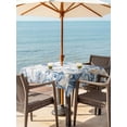 thumbnail image 3 of Outdoor Tablecloth with Umbrella Hole for Patio/Picnic/Party/Camping, Blue Jellyfish Coastal Waterproof Table Cloth Square Cover Washable, Beach Starfish Nautical Coral Retro (60"x 60"), 3 of 8