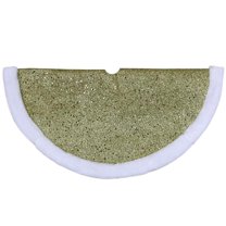 20 in. Gold Glittered Mini Christmas Tree Skirt with Faux Fur Trim