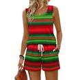 thumbnail image 2 of Iaqnaocc Two Piece Sets for Women Trendy Striped Lounge Set Summer Short Sets for Women Square Neck Sleeveless Womens Tops and Shorts Beach Outfits for Women Hot Pink M, 2 of 6