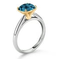 thumbnail image 3 of Gem Stone King 10K White and Yellow Gold London Blue Topaz Solitaire Engagement Ring for Women (2.80 Cttw, Cushion 8MM, Gemstone November Birthstone, Available in Size 5, 6, 7, 8, 9), 3 of 4