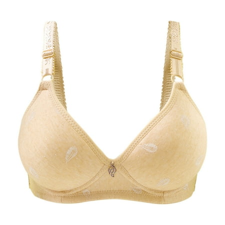 Audhol Women s Minimizer Bras Laceless Ring Comfortable Breathability Underwear Large Size Brater Buckle Female Bra Deep V Neck Vest Bralette Wireless Seamless Bra Plus Size Bras for Women Beige 42
