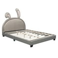 thumbnail image 5 of Morden Faux Leather Upholstered Bed Frame with Upholstered Headboard No Box Spring Needed Wood Platform Bed with Rabbit Ornament, Easy Assembly (Gray,Full), 5 of 9