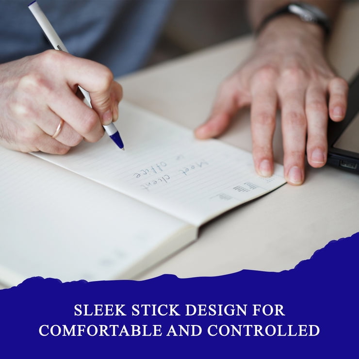 Three Leaf 144 Ct Bulk Pack Blue Ink Stick Ball Point Pen (Pack of 12), Medium Point, 1.0Mm, Fine Point Smooth Writing Pens, Classroom Office Supplies, Great For Everyday Use